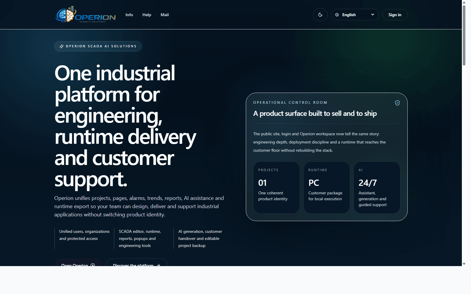 Operion public homepage